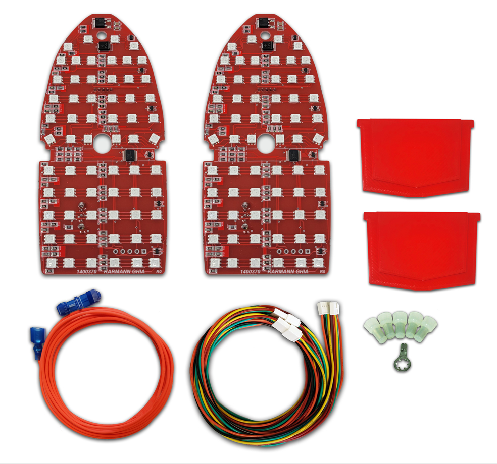 thumbnail image 2 of Vintage VW Ghia Tail Light Lens Set 1960-1969 – Red With Chrome Trim, Includes Screws! 2 of 2